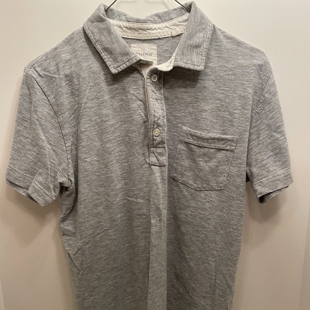 Billy Reid Short Sleeve Shirt Gray/White